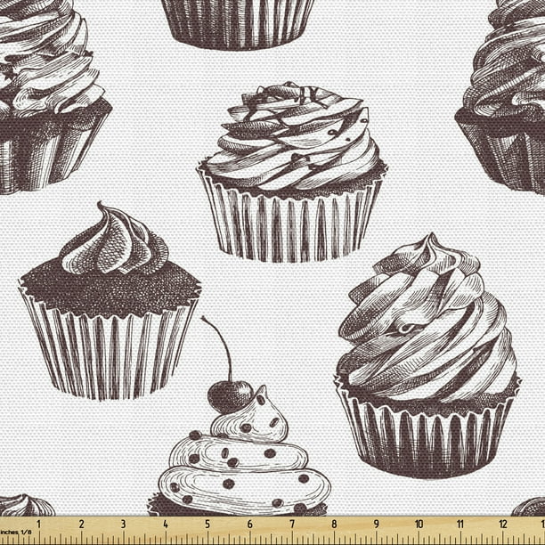 Cakes Muffins baby cotton Fabric Fabric by the yard Dessert Fabric Bake Cupcake Fabric